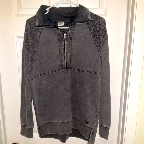 Victoria's Secret Pink Sweatshirt Half Zip Pullover Fleece Sweater‎ Size XS/ XP - Picture 1 of 8